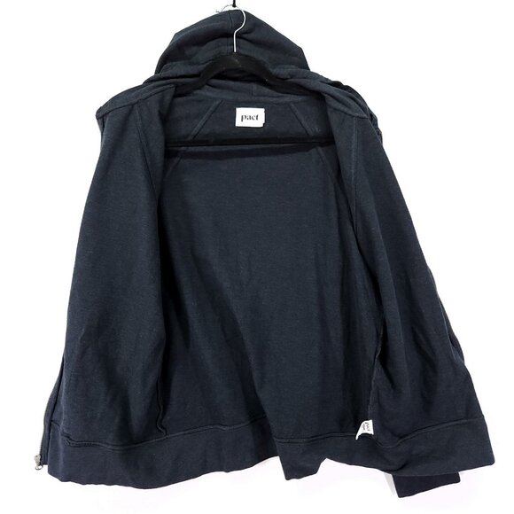 Pact Hoodie Sweatshirt Mens Medium Blue Organic Cotton Full Zip Sustainable - Picture 5 of 13